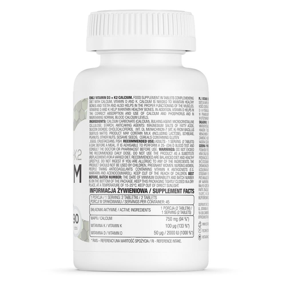 Vitamina D3 + K2 + Cálcio 90 Comprimidos