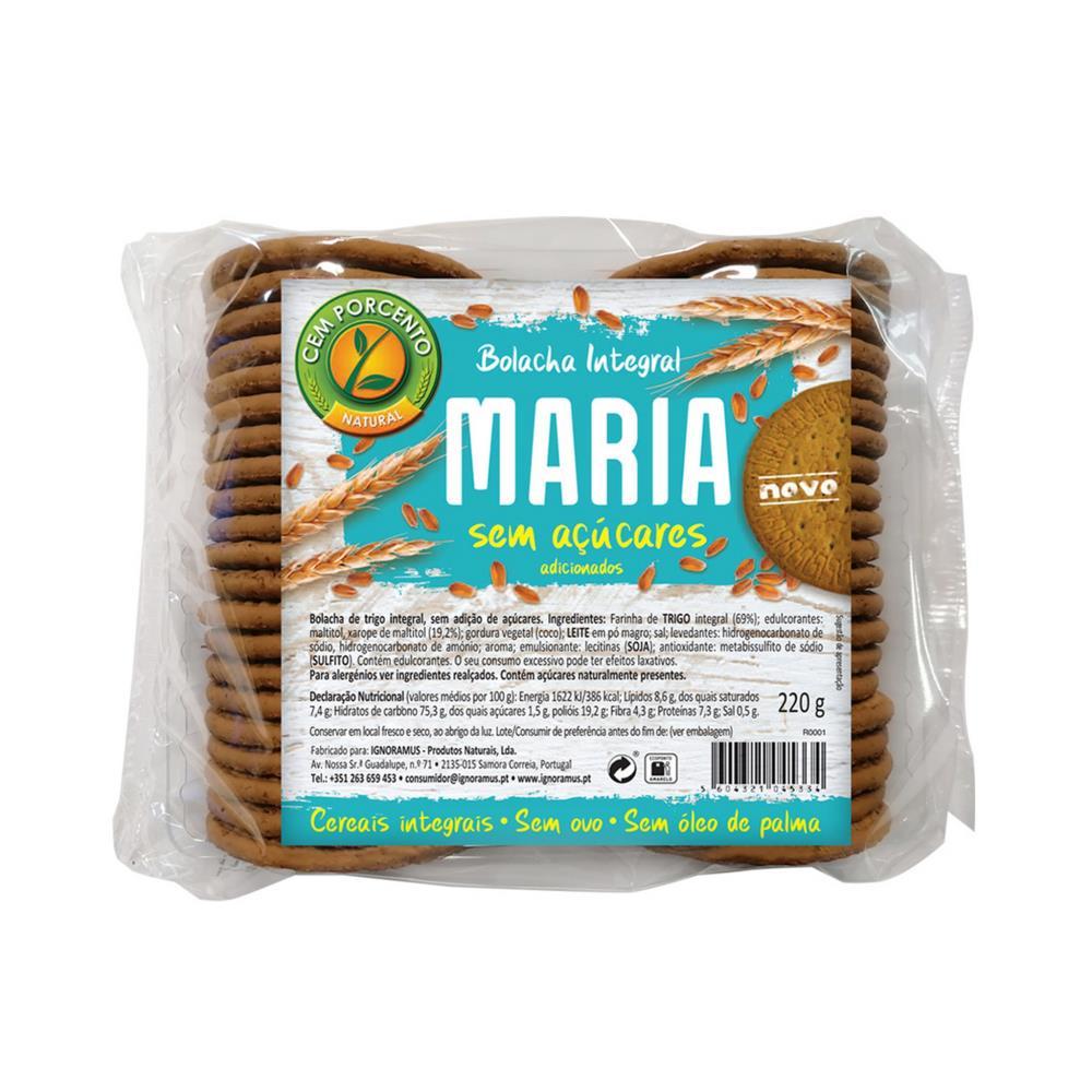 Biscuits Maria Without Sugar One Hundred Percent 220g