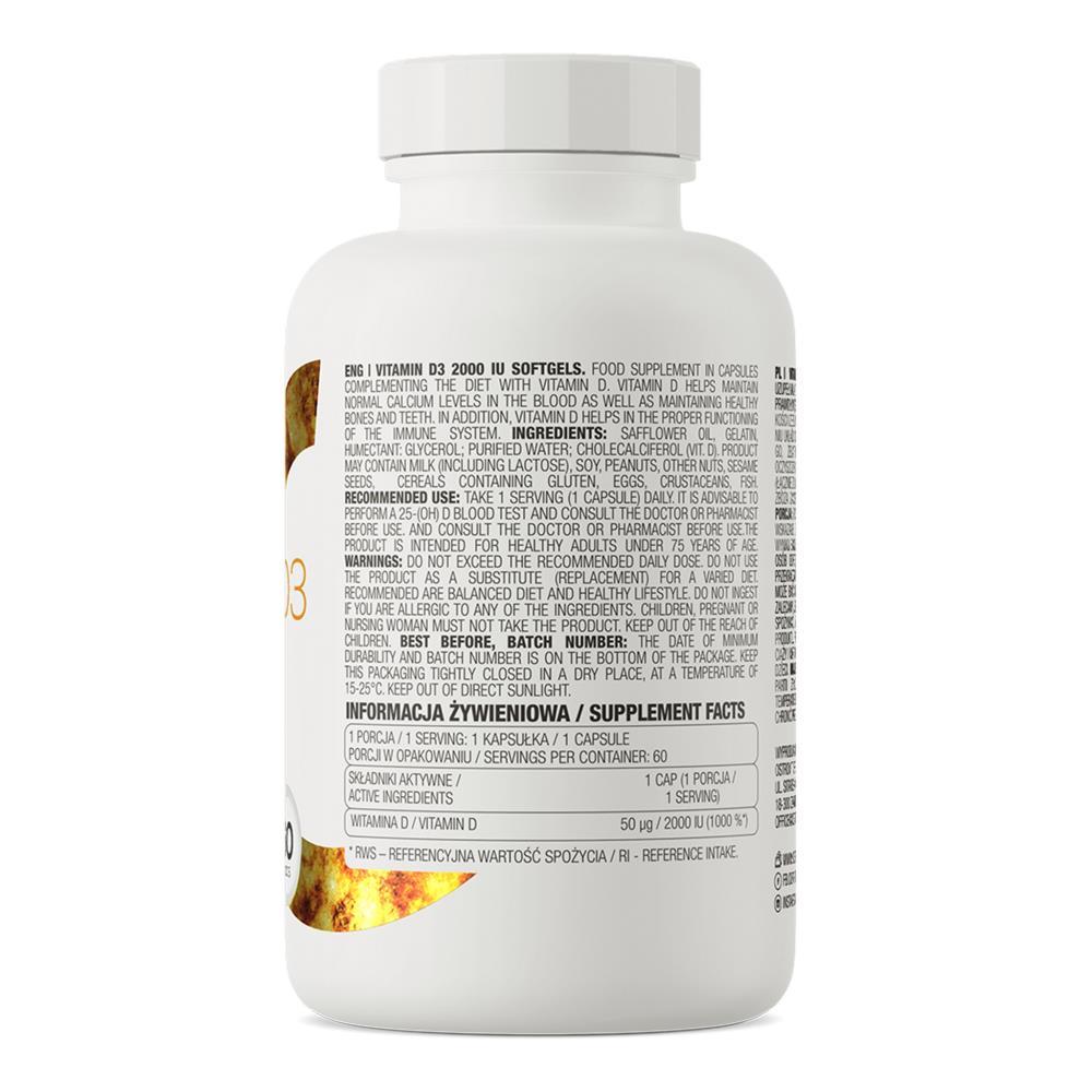 Vitamina D3 2000 IU softgels Ostrovit 60 Cápsulas