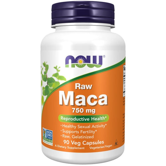 Maca 750 mg Raw Now Foods 90 Cápsulas Vegetais