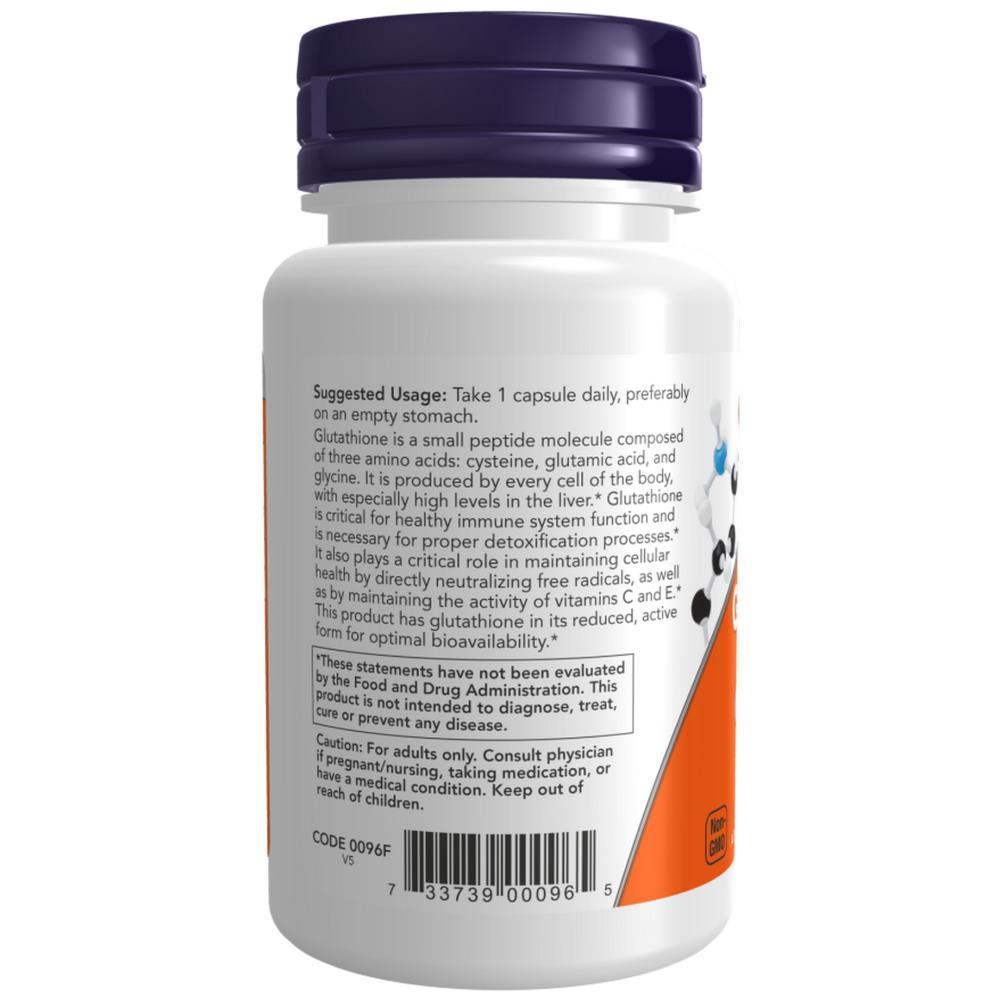 Glutathione 250 mg Now Foods 60 Cápsulas Vegetais