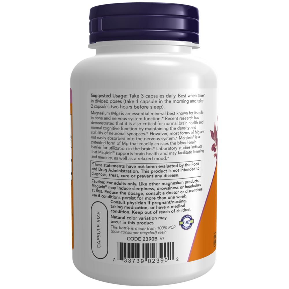 Magtein (Magnesium L-Threonate) Now Foods 90 Capsules