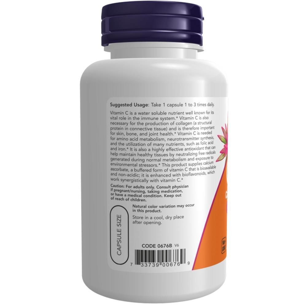 Vitamina C-500 Calcium Ascorbate-C Não-Ácida  Now Foods 100 Cápsulas