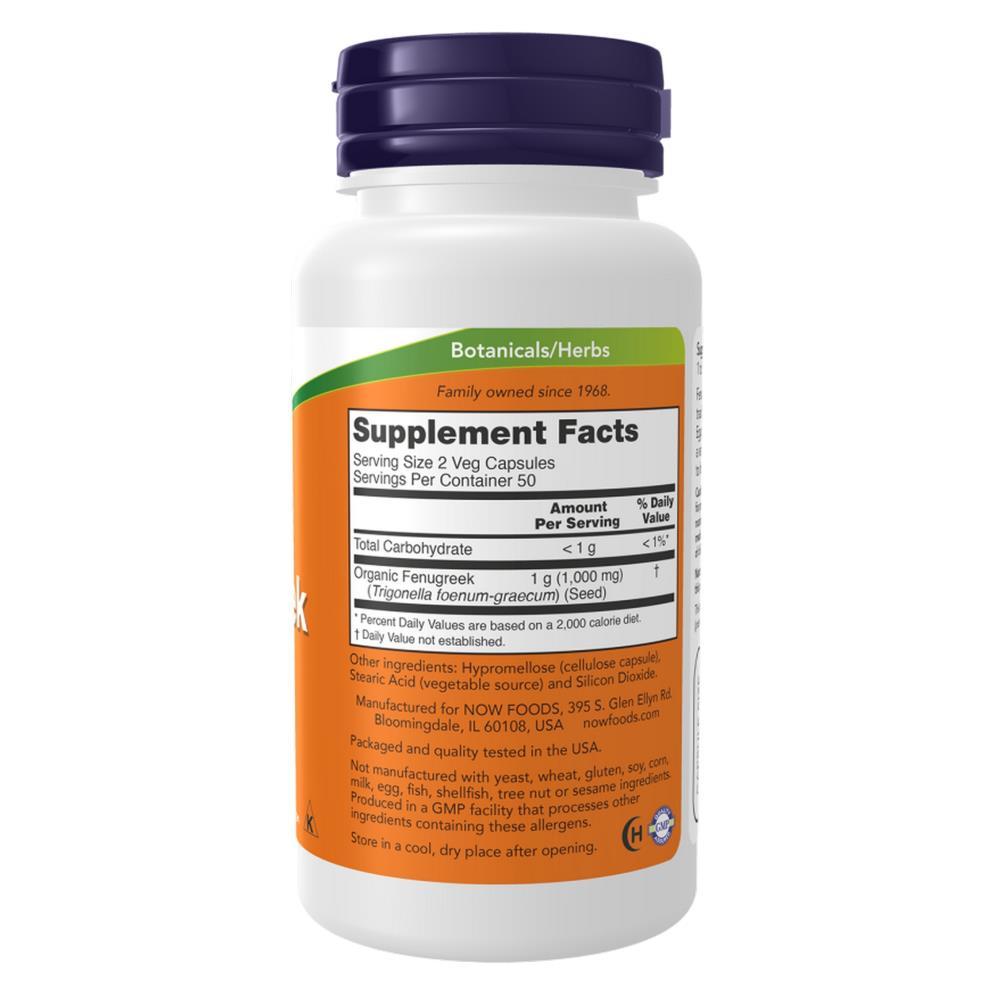 Fenugreek 500 mg Now Foods 100 Veg Cápsulas