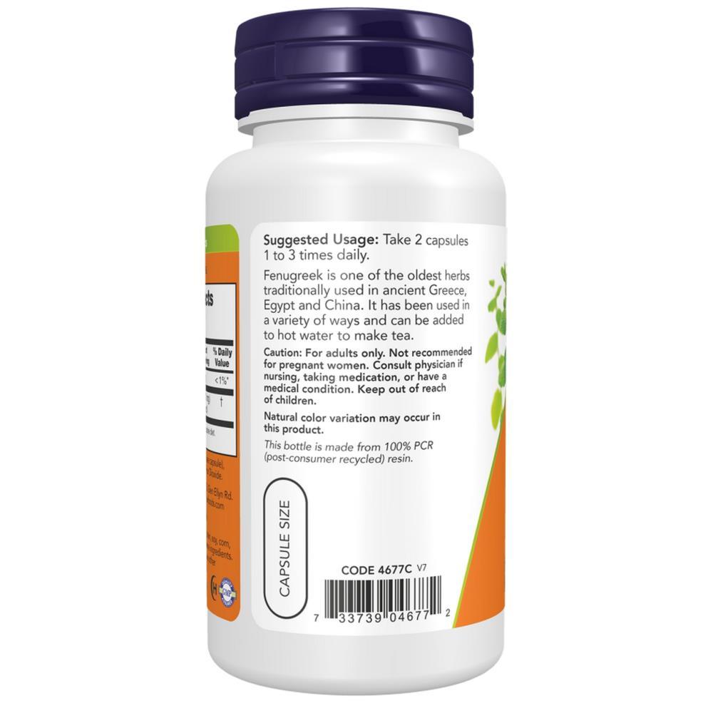 Fenugreek 500 mg Now Foods 100 Veg Cápsulas