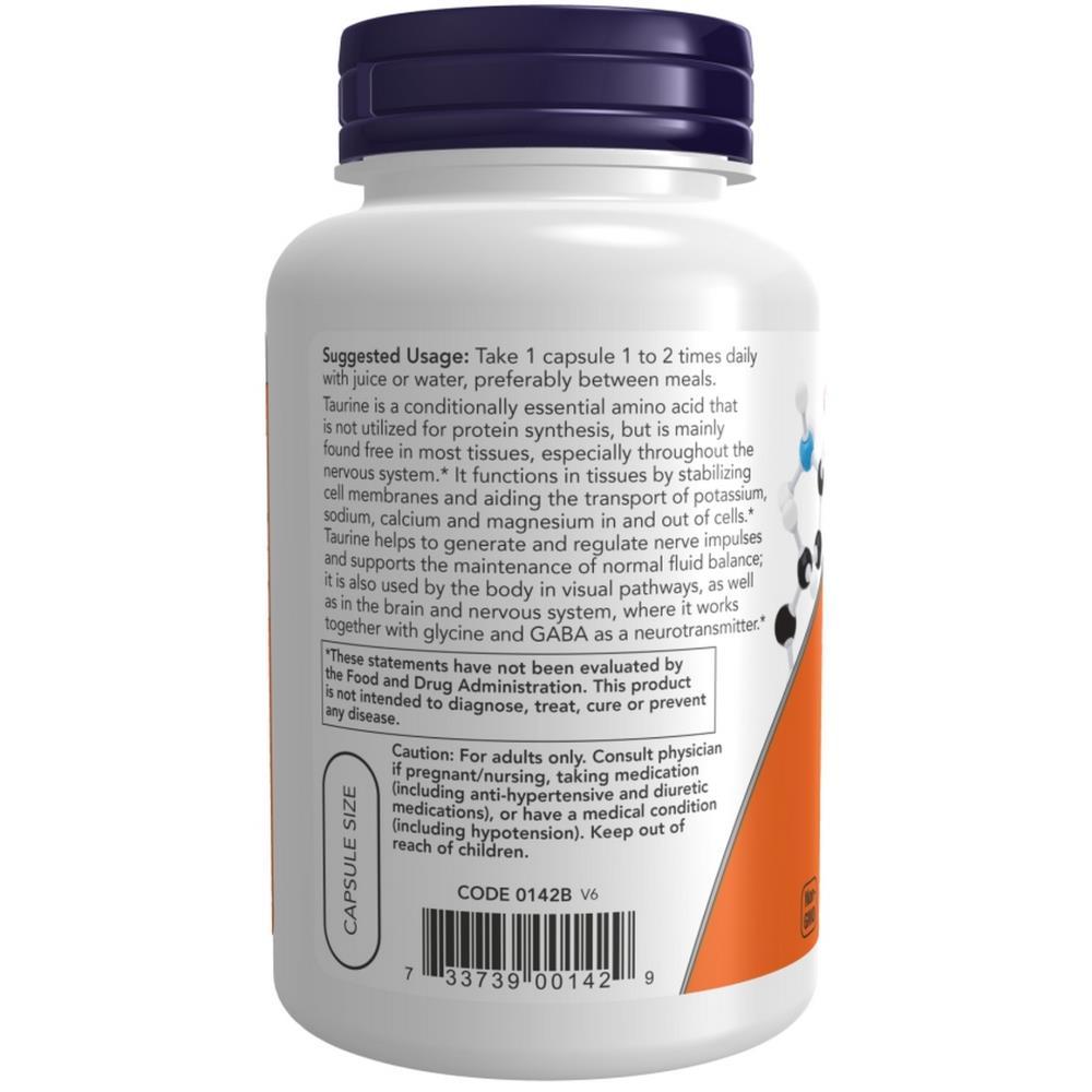 Taurine Double Strength 1000 mg Now Foods 100 Veg Cápsulas