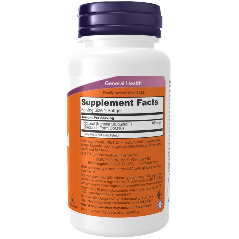 Ubiquinol 100 mg Now Foods 60 Cápsulas