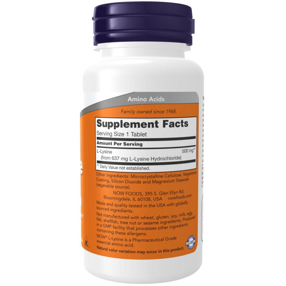 L-Lysina 500mg Now Foods 100 Comprimidos