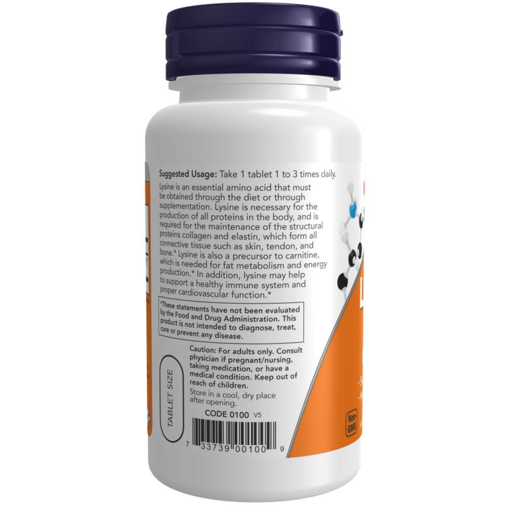 L-Lysina 500mg Now Foods 100 Comprimidos