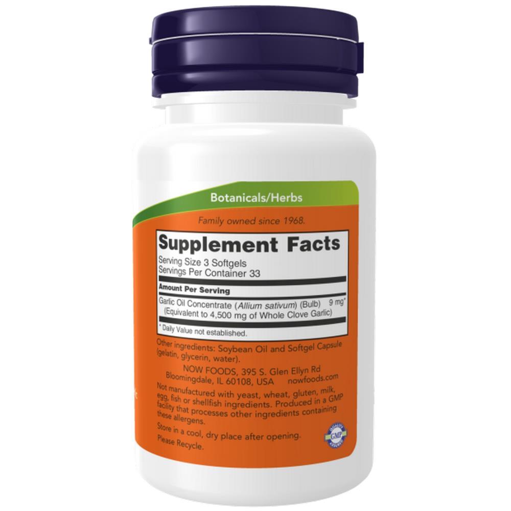 Garlic Oil 1500 mg Now Foods 100 Cápsulas