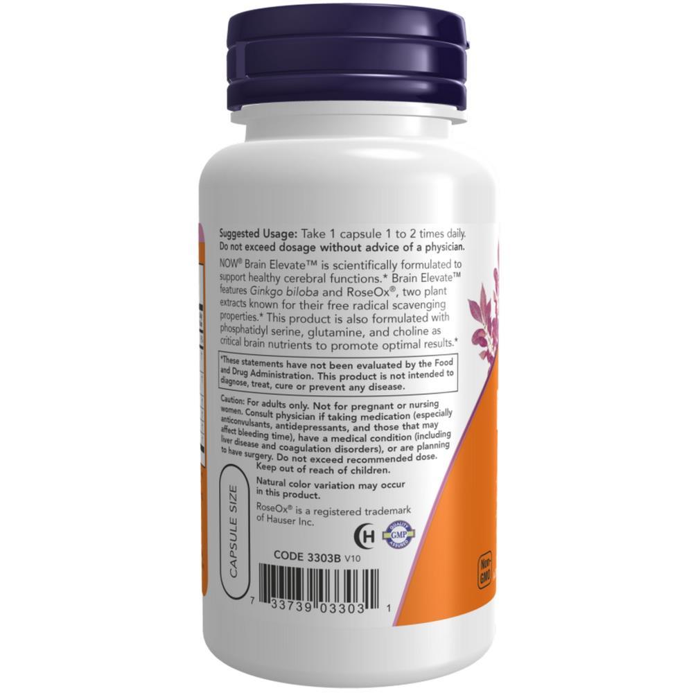 Brain Elevate Now Foods 120 Veg Cápsulas