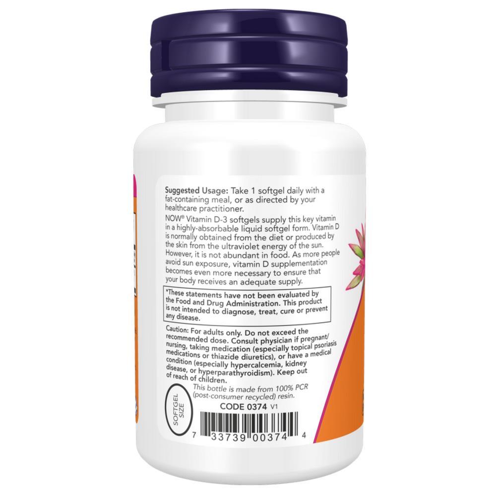 Vitamina D3 5000 IU Now Foods 240 Cápsulas