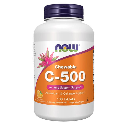 Vitamina C-500 Laranja Mastigável Now Foods 100 Comprimidos