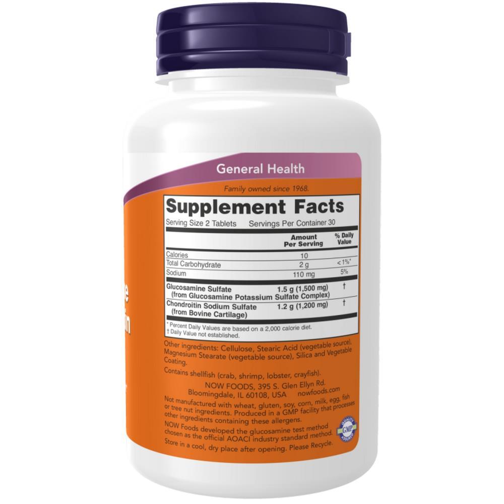 Glucosamine & Chondroitin Extra Strength Now Foods 60 Comprimidos