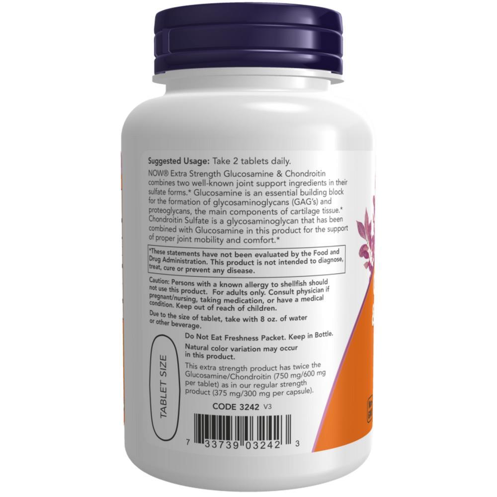 Glucosamine & Chondroitin Extra Strength Now Foods 60 Comprimidos