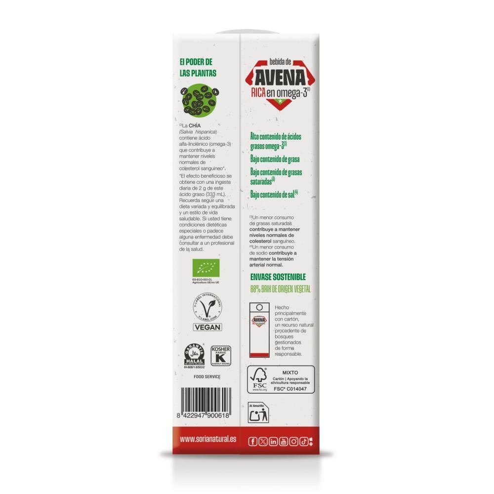 Bebida De Aveia Rica Em Ómega 3 Soria Natural 1 Lit