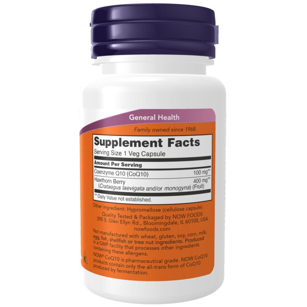 CoQ10 100 mg with Hawthorn Berry Now Foods 90 Veg Cápsulas