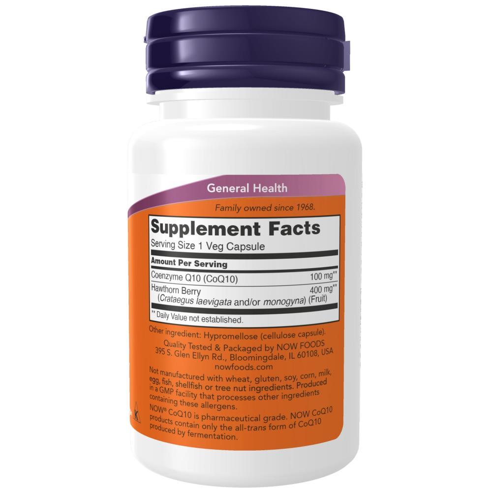 CoQ10 100 mg with Hawthorn Berry Now Foods 90 Veg Cápsulas