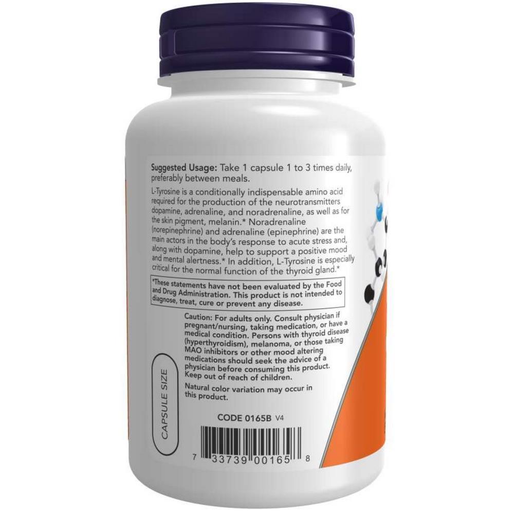 L-Tyrosine 750mg Extra Strength Now Foods 90 Cápsulas