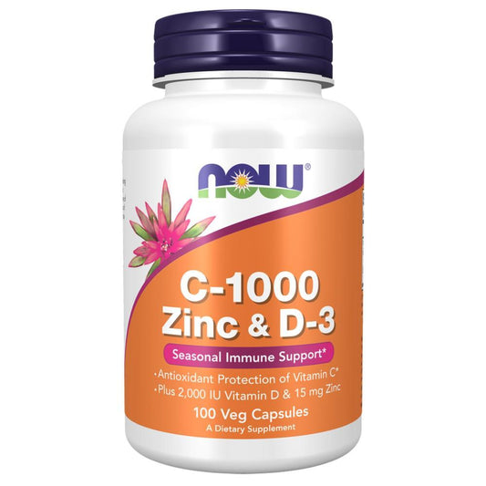 C-1000 Zinc & D-3 Now Foods 100 Veg Capsules