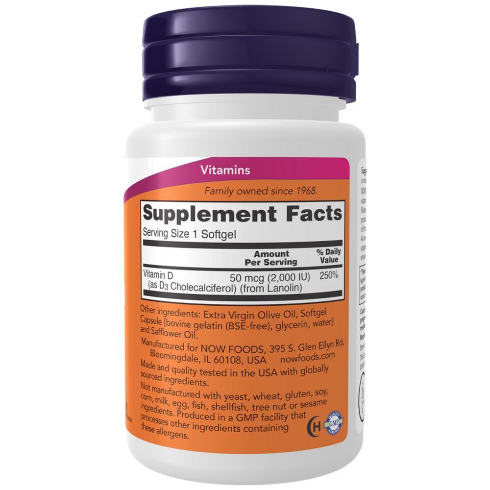 Vitamina D-3 2000UI Now Foods 30 Cápsulas