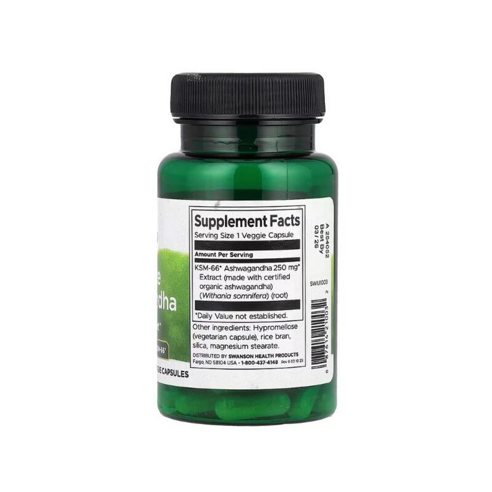 Ashwaganda KSM-66 250 MG Swanson 60 Cápsulas