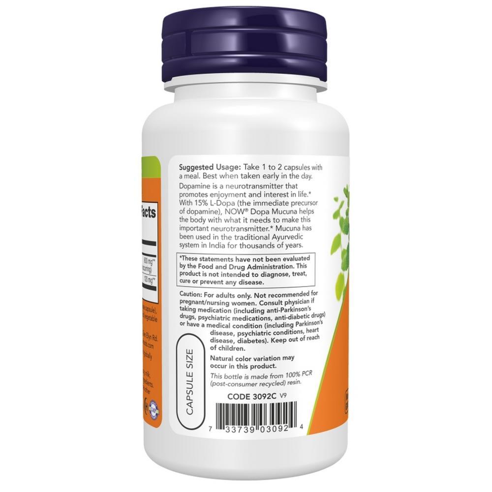 Dopa Mucuna Now Foods 90 Veg Cápsulas
