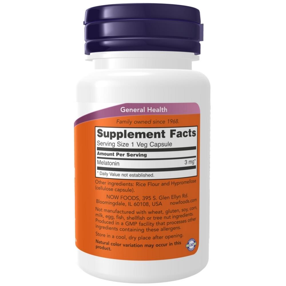 Melatonin 3 mg Now Foods Now Foods 60 Veg Cápsulas