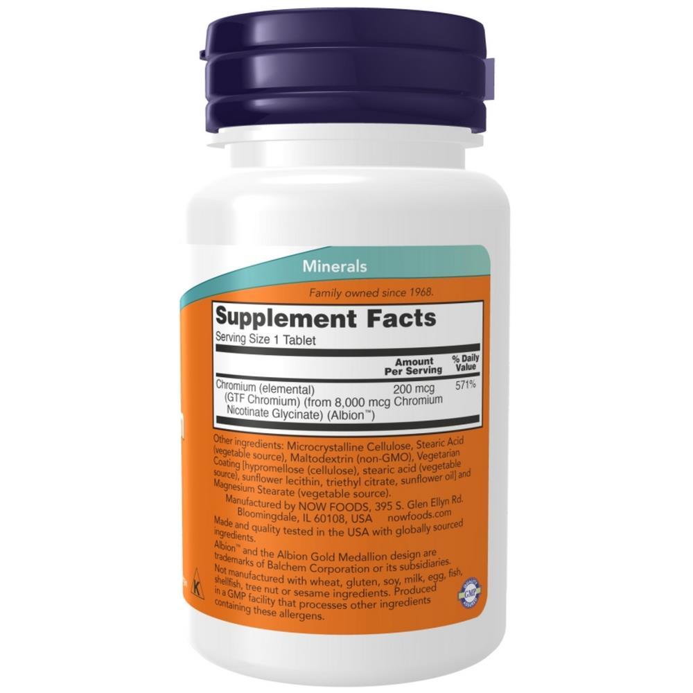 GTF Chromium 200 mcg Now Foods 100 Comprimidos