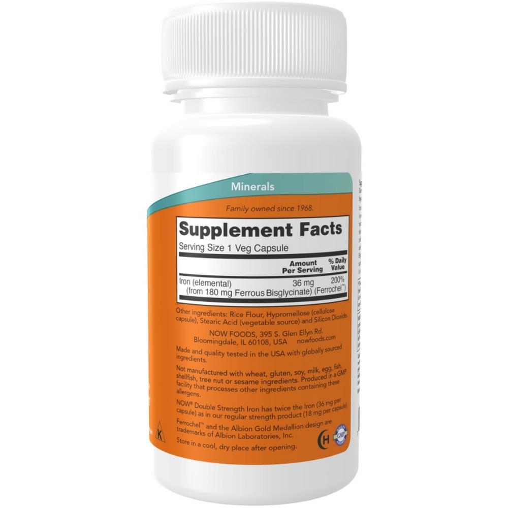 Iron 36mg Now Foods 90 Veg Cápsulas