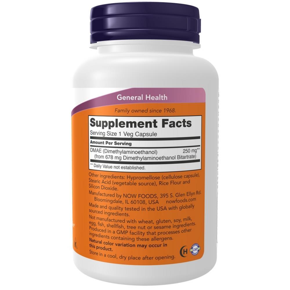 DMAE 250 mg Now Foods 100 Veg Cápsulas