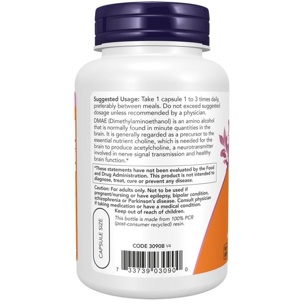 DMAE 250 mg Now Foods 100 Veg Cápsulas