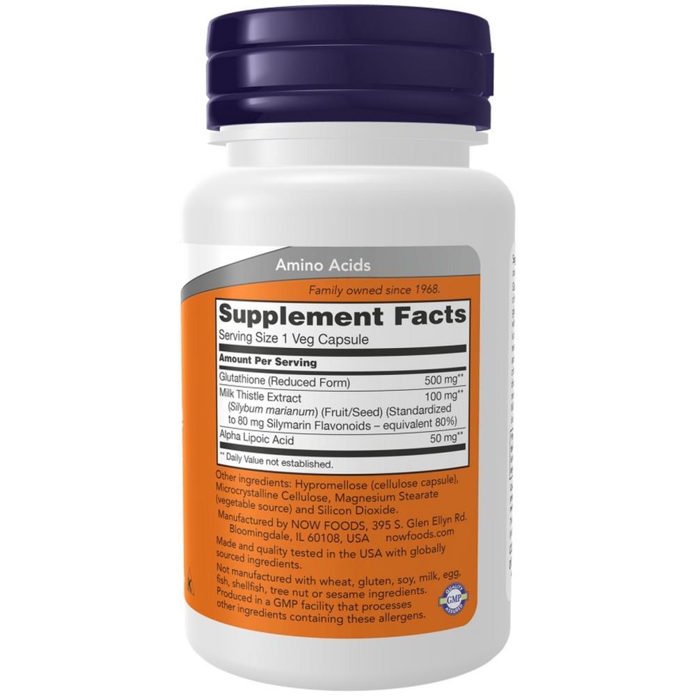 Glutathione 500 mg Now Foods 30 Veg Cápsulas