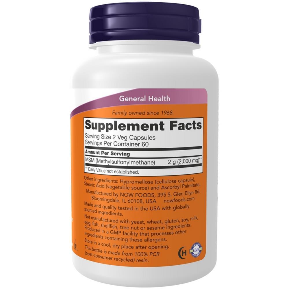 MSM 1000 mg Now Foods 120 Veg Cápsulas