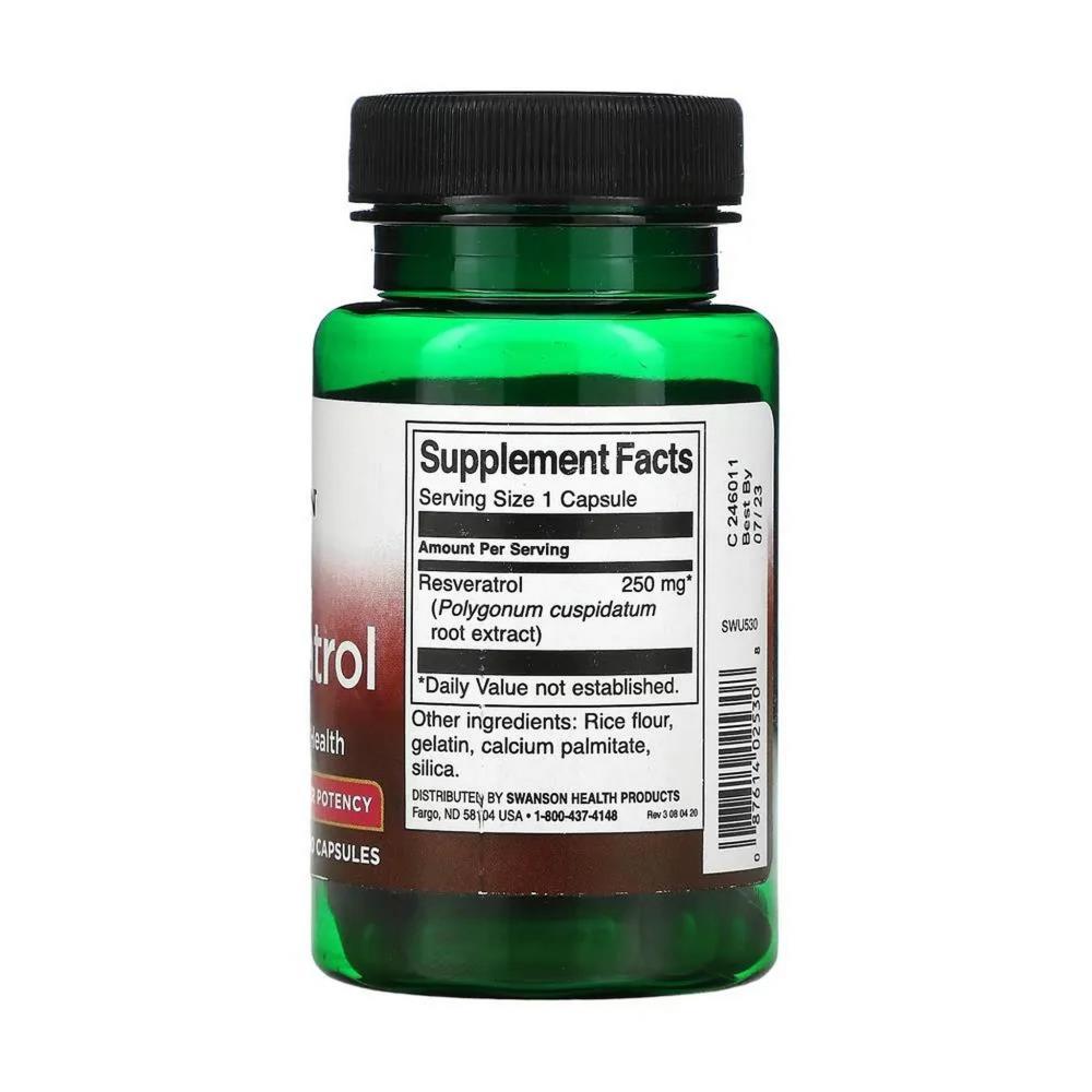 Resveratrol 250 mg Swanson 30 Cápsulas