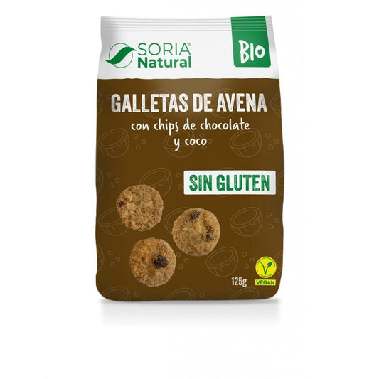 Bolachas De Aveia Com Pepitas De chocolate E laranja Bio Sem Glútem Soria Natural 125g