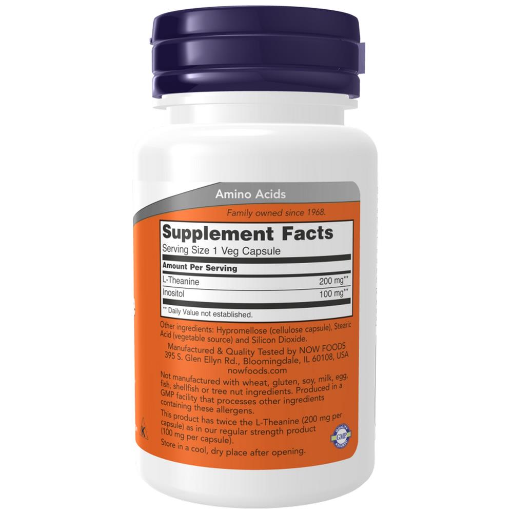 L-Theanine 200mg Now Foods 60 Veg Cápsulas