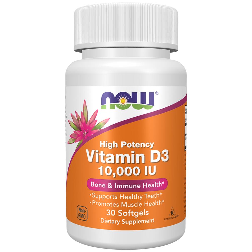 Vitamina D-3 10000 IU Now Foods 30 Cápsulas
