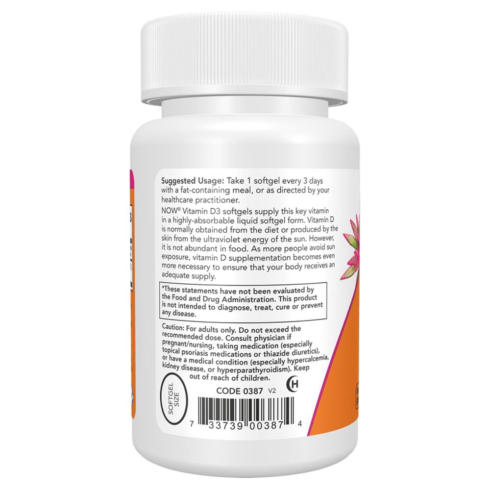 Vitamina D-3 10000 IU Now Foods 30 Cápsulas