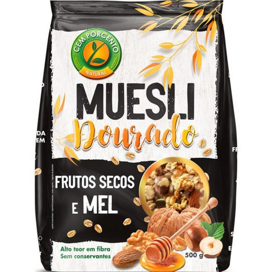 Muesli Dourado Com Frutos Secos E Mel Cem Porcento 500g