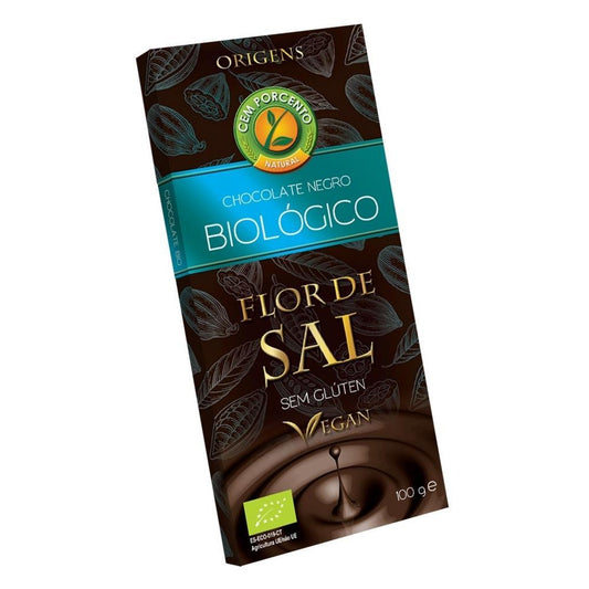 Organic One Hundred Percent Flor De Sal Dark Chocolate 100g