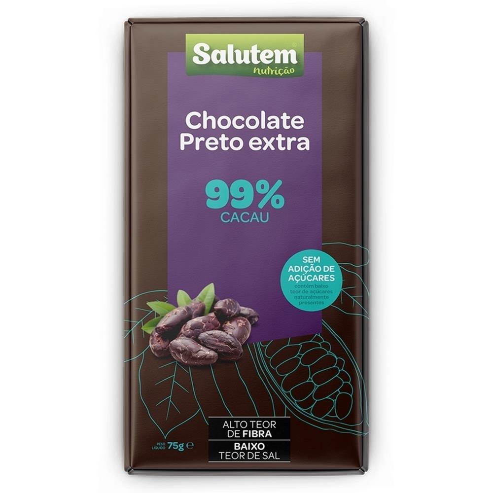 Chocolate Preto 99% Sem Açucar Salutem 75g