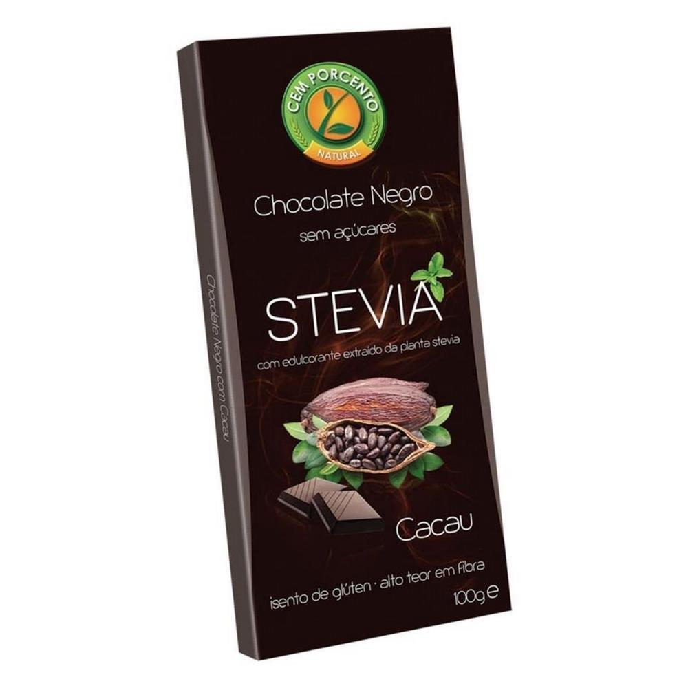 Chocolate Negro 60% Com Stevia Cem porcento 100g