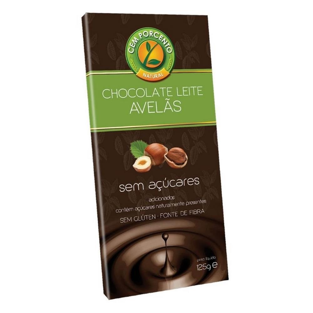 Chocolate De Leite Com Alvãs Sem Açucar Cem Porcento 125g