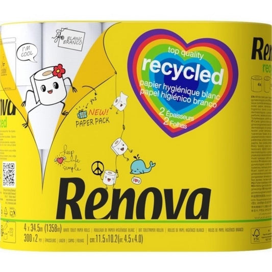 Papel Higiénico Renova Recycled Embalado em Papel 4R