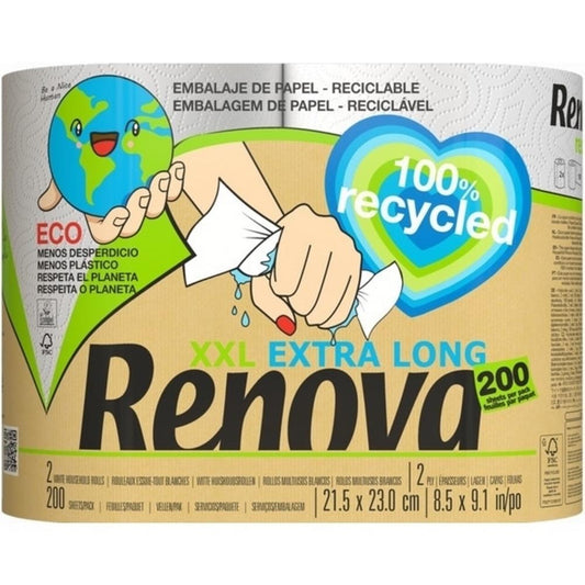 Renova Recyclable Kitchen Roll Packed in Paper 2un