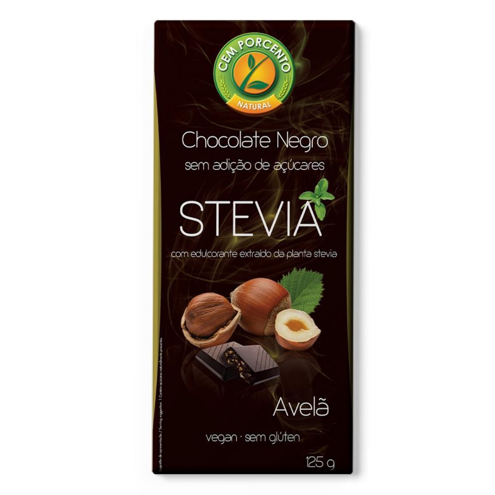 Chocolate Negro Com Avelã E Stevia Cem Porcento 100g