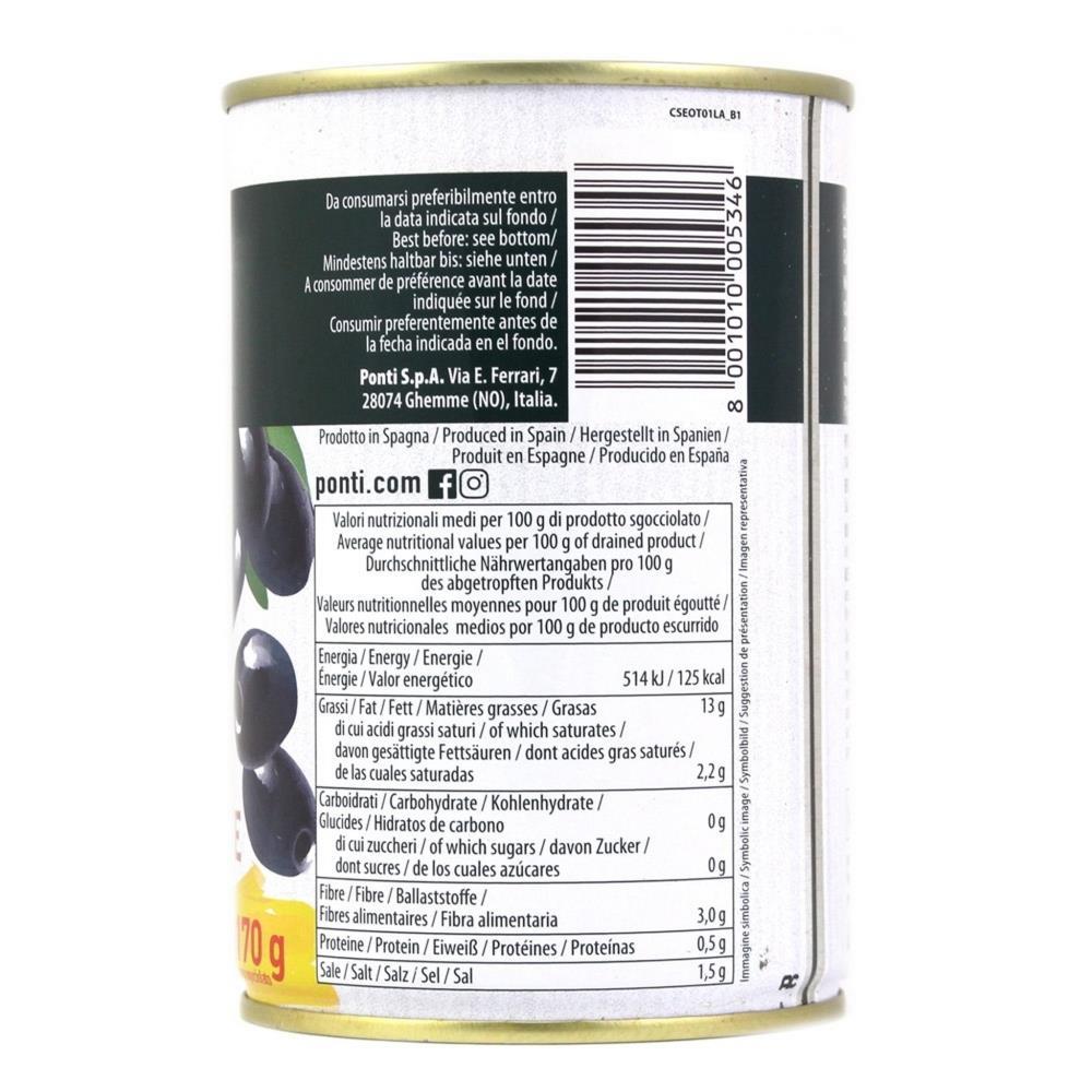 Ponti Pitted Black Olives 290g