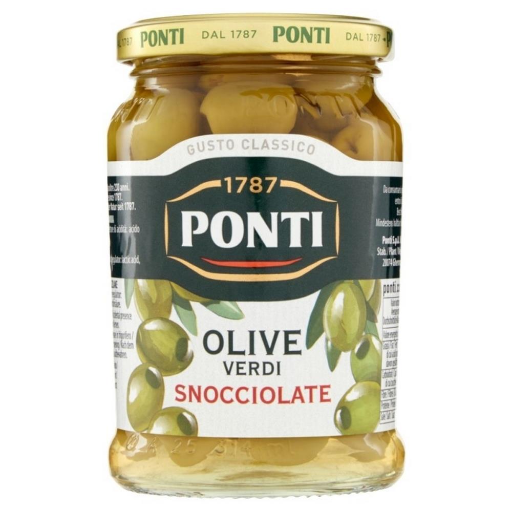Ponti Pitted Green Olives 400g