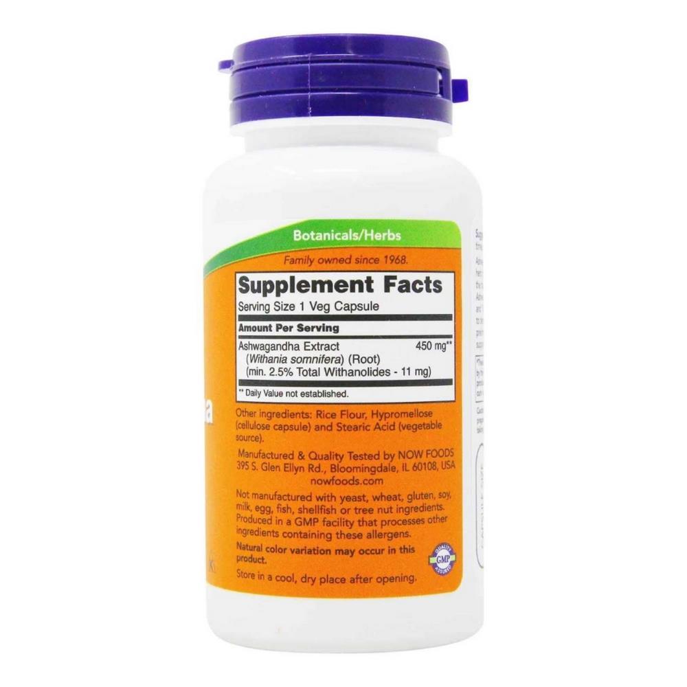 Ashwagandha 450mg Now Foods 90 Cápsulas